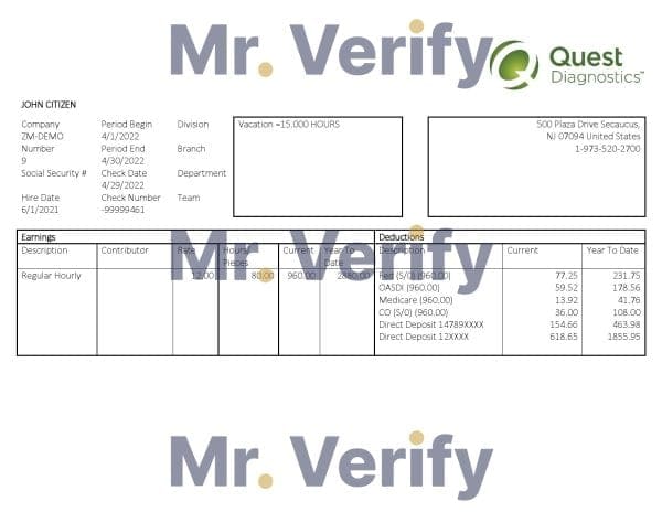 USA diagnostic company employee sheet template in Word and PDF format