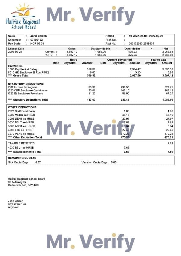 USA educational earning statement template in Word and PDF format