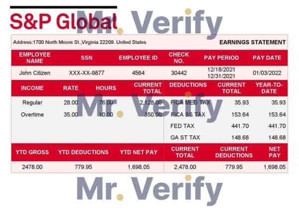USA financial company earning statement template in Word and PDF format