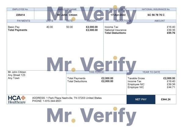 USA healthcare company employee sheet template in Word and PDF format