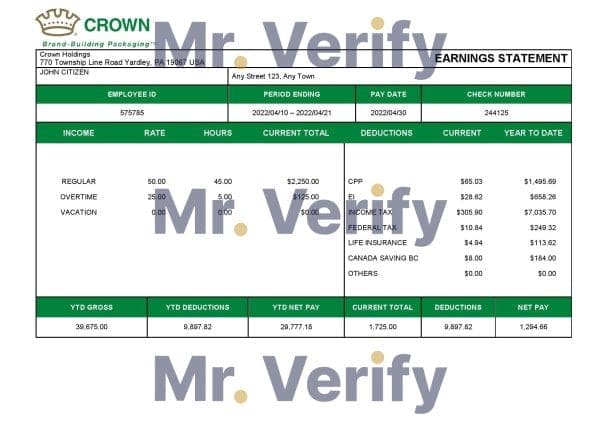 USA packaging company employee sheet template in Word and PDF format