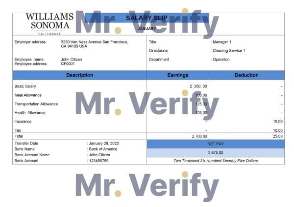 USA retail company employee sheet template in Word and PDF format, version 2