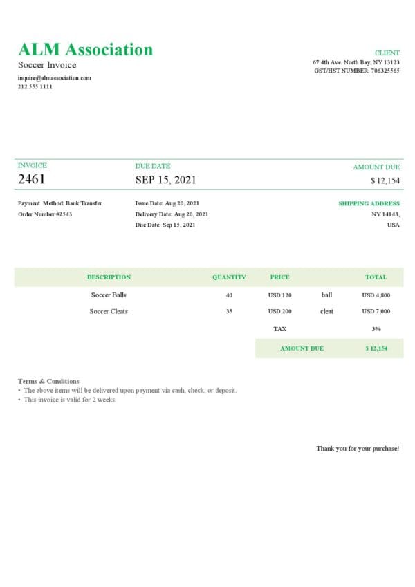 USA ALM Association invoice template in Word and PDF format, fully editable USA ALM Association invoice template in Word and PDF format, fully editable