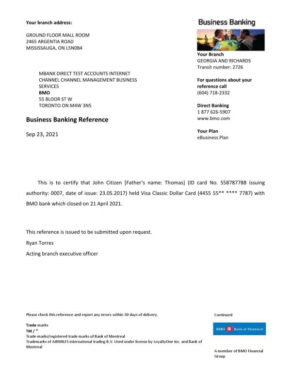 USA BMO bank account closure reference letter template in Word and PDF format USA BMO bank account closure reference letter template in Word and PDF format