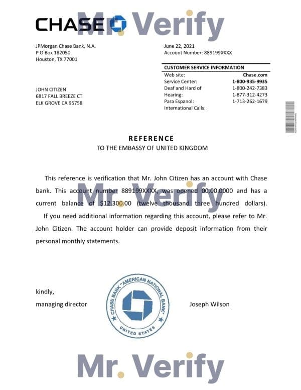 USA Chase bank reference letter template in Word and PDF format USA Chase bank reference letter template in Word and PDF format