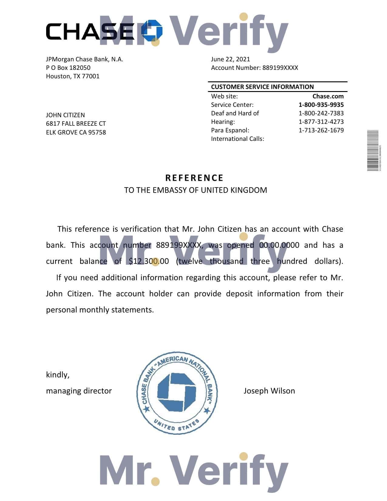 USA Chase bank reference letter template in Word and PDF format USA Chase bank reference letter template in Word and PDF format