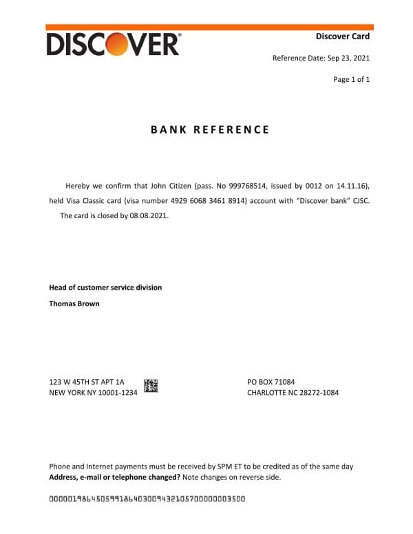USA Discover bank account closure reference letter template in Word and PDF format USA Discover bank account closure reference letter template in Word and PDF format