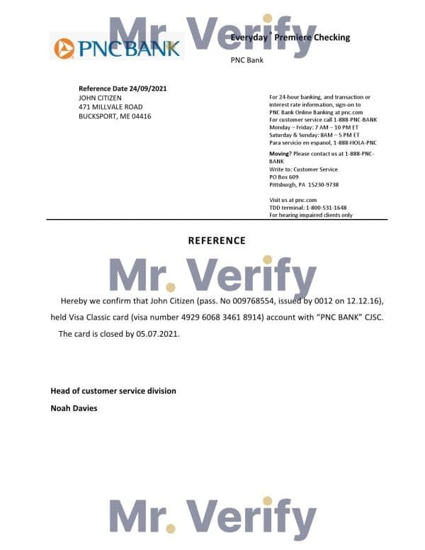USA PNC Bank bank account closure reference letter template in Word and PDF format USA PNC Bank bank account closure reference letter template in Word and PDF format