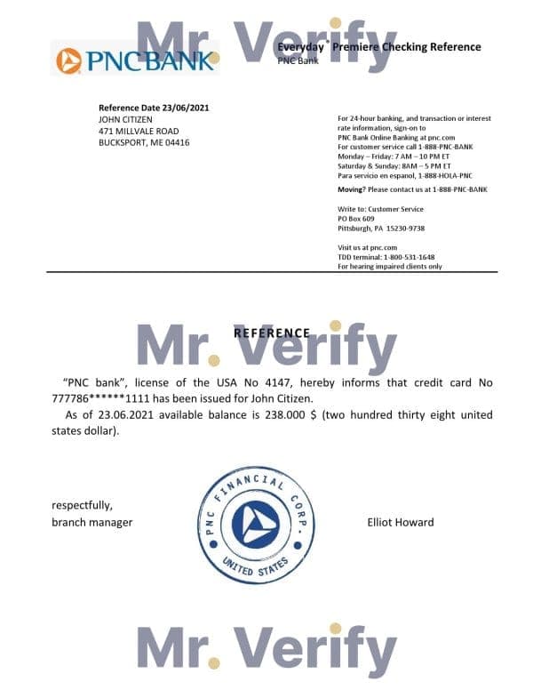 USA PNC Bank bank account reference letter template in Word and PDF format USA PNC Bank bank account reference letter template in Word and PDF format