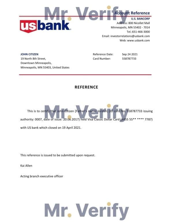 USA US Bank bank account closure reference letter template in Word and PDF format USA US Bank bank account closure reference letter template in Word and PDF format