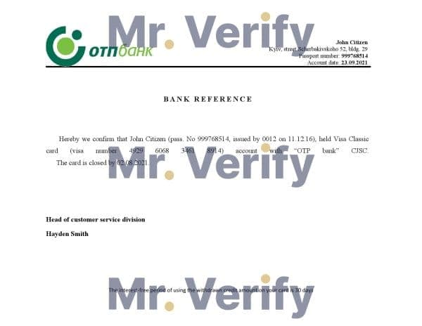 Ukraine OTP bank account closure reference letter template in Word and PDF format Ukraine OTP bank account closure reference letter template in Word and PDF format