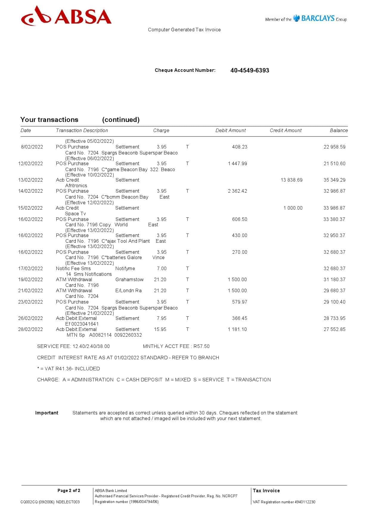 United-Kingdom-Absa-bank-statement-Word-and-PDF-template-2-pages-2.jpg United Kingdom Absa bank statement, Word and PDF template, 2 pages - Image 2