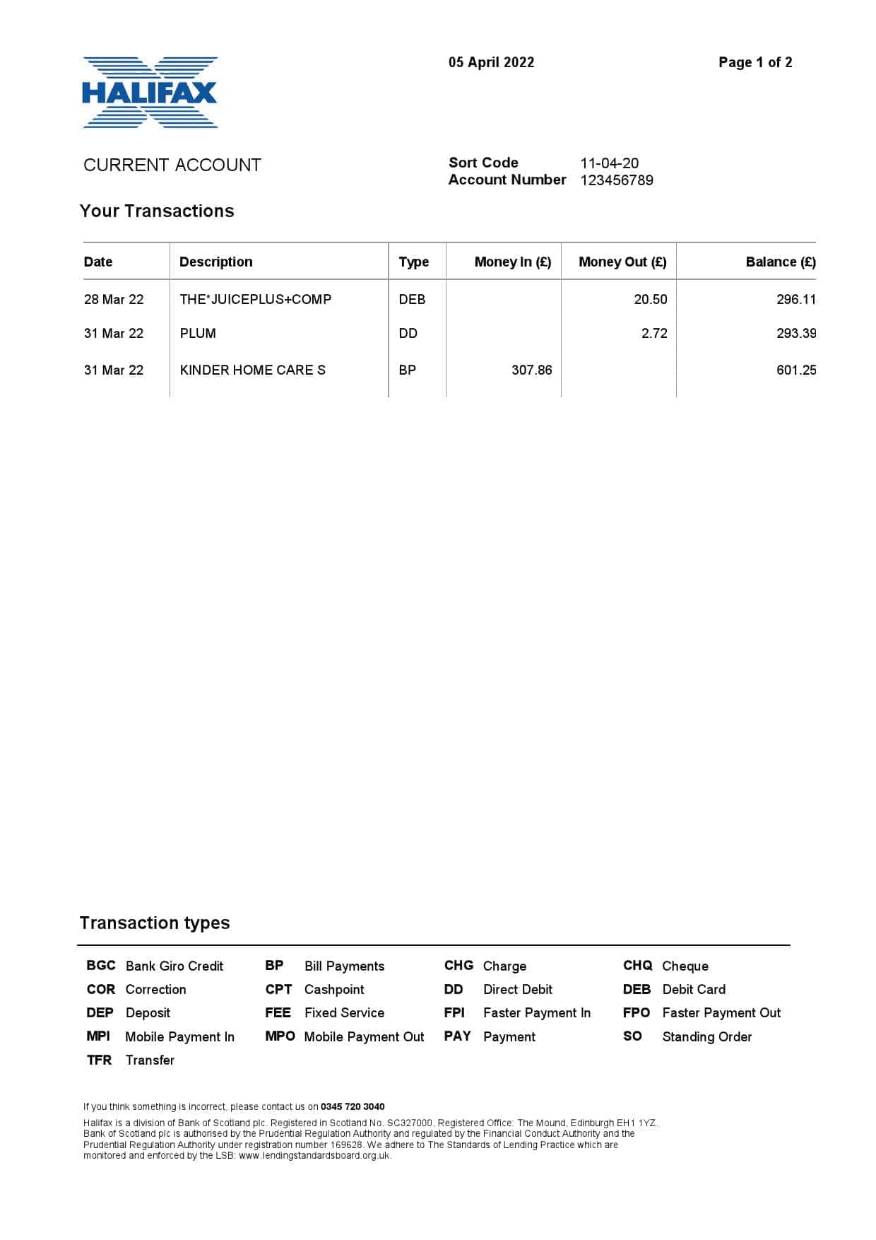 United-Kingdom-Halifax-bank-statement-Word-and-PDF-template-2-pages-version-2-2.jpg United Kingdom Halifax bank statement Word and PDF template, 2 pages, version 2 - Image 2