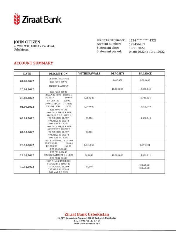 Uzbekistan-Ziraat-Bank-statement-template-in-Word-and-PDF-format.jpg Uzbekistan Ziraat Bank statement template in Word and PDF format