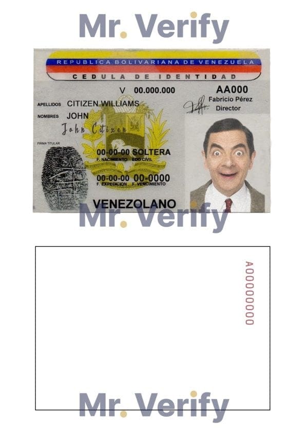 Venezuela ID template in PSD format, fully editable, with all fonts