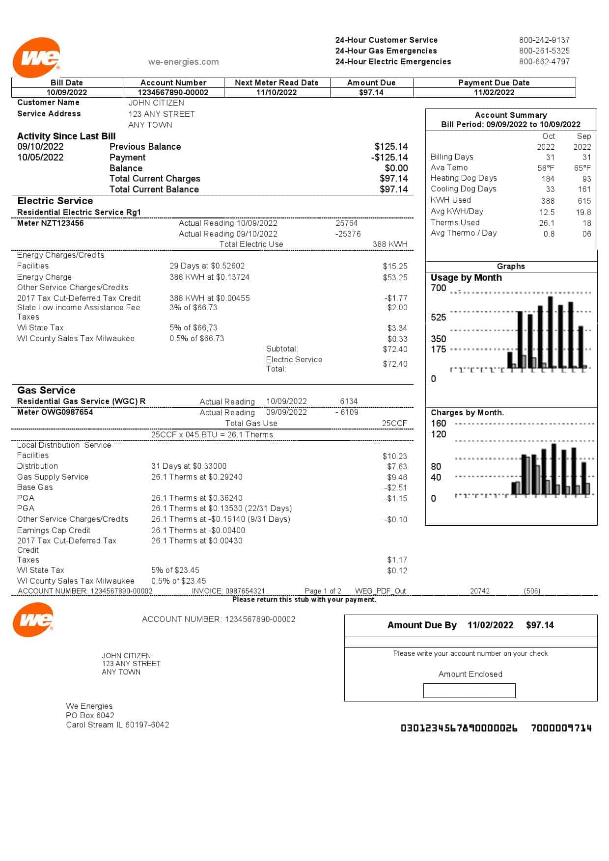 We.jpg USA We utility bill template in Word and PDF format