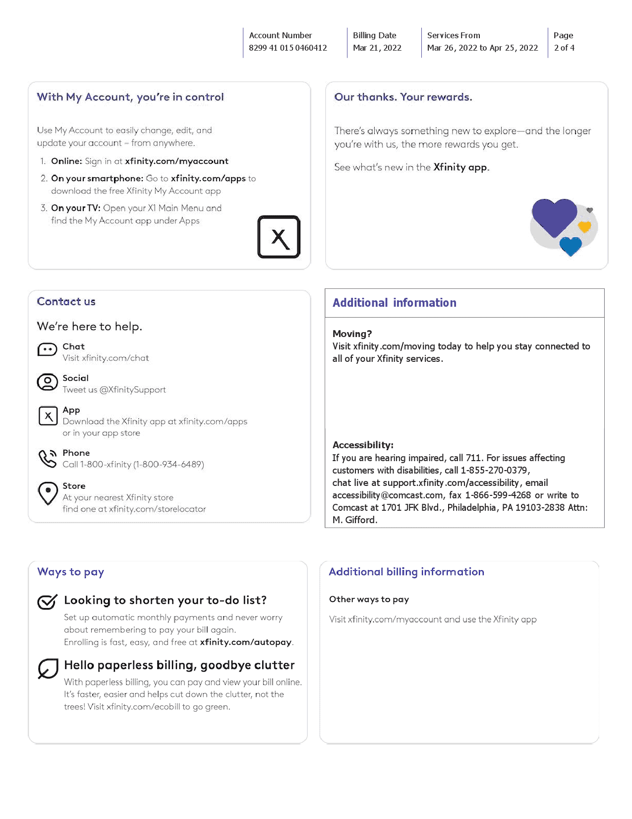 Xfinity_000002.png USA Philadelphia Xfinity utility bill Word and PDF template, 4 pages - Image 2
