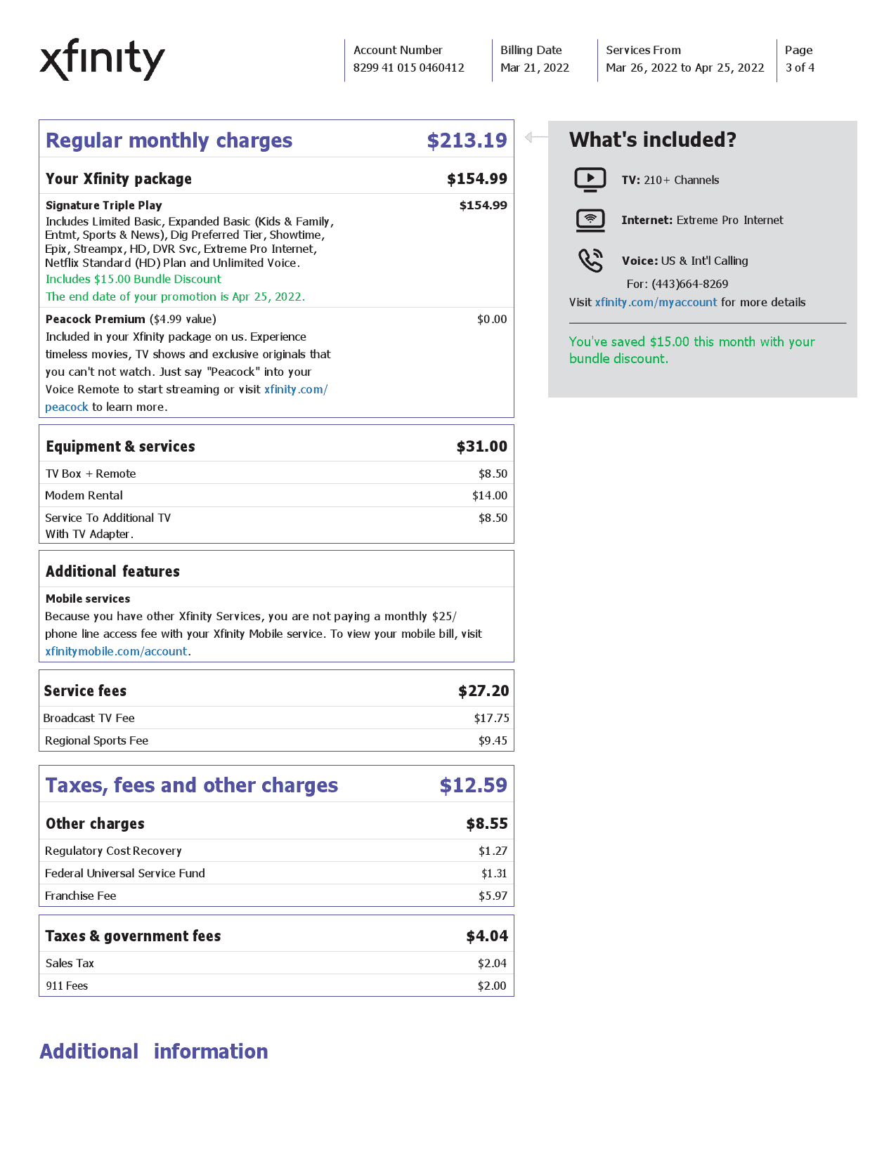Xfinity_000003.png USA Philadelphia Xfinity utility bill Word and PDF template, 4 pages - Image 3