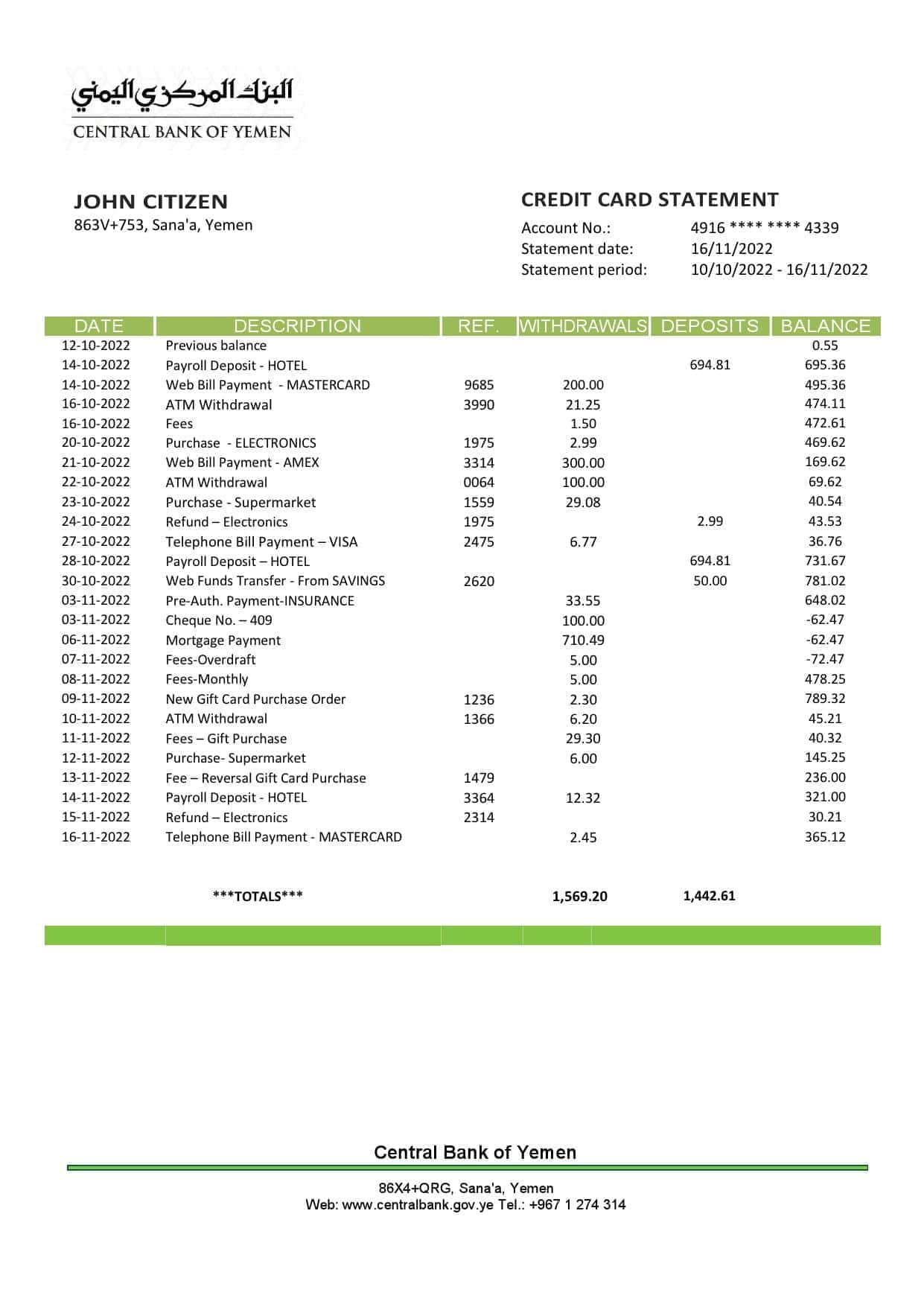 Yemen-Central-Bank-of-Yemen-bank-statement_000001.jpg Yemen Central Bank of Yemen bank statement Word and PDF template