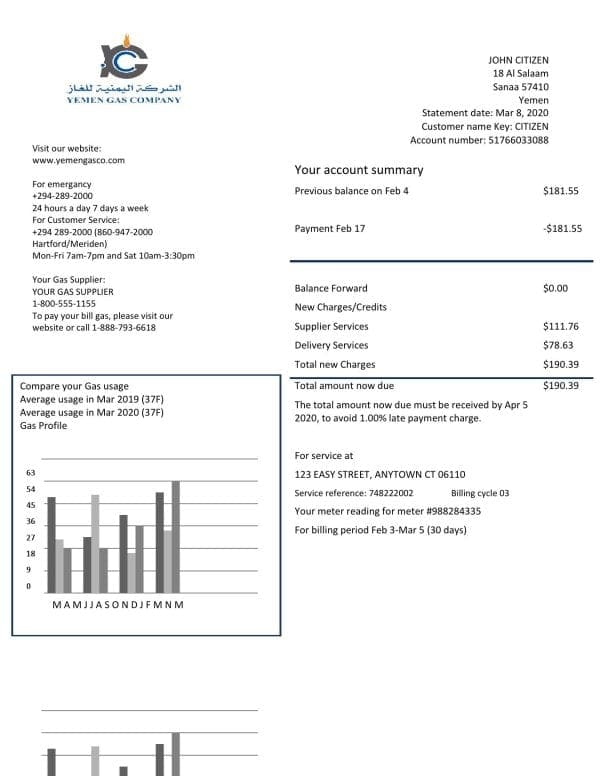 Yemen-gas-company.jpg Yemen Gas Company utility bill template in Word and PDF format