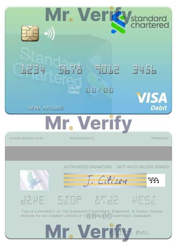 Zimbabwe Standard Chartered visa debit credit card