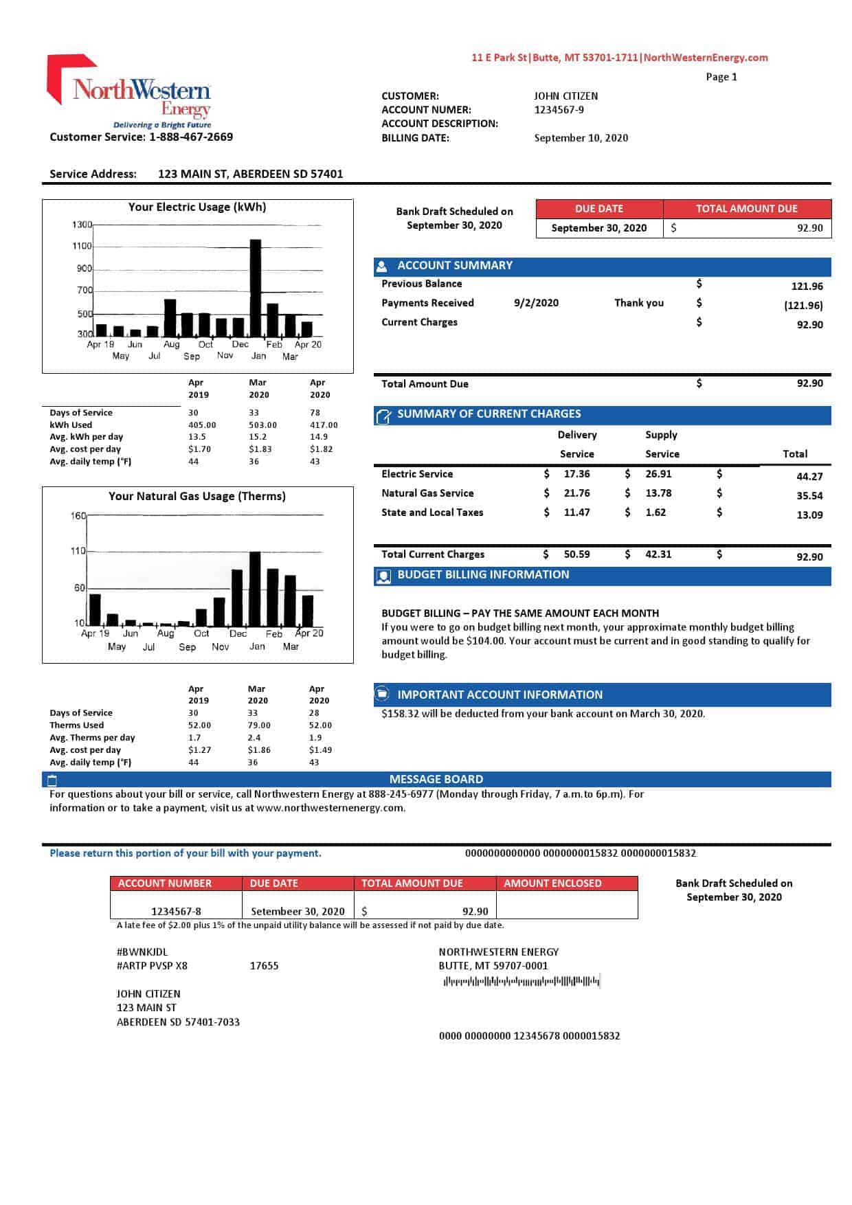 northwest_energy_.jpg USA NorthWestern Energy utility bill template in Word and PDF format, version 2