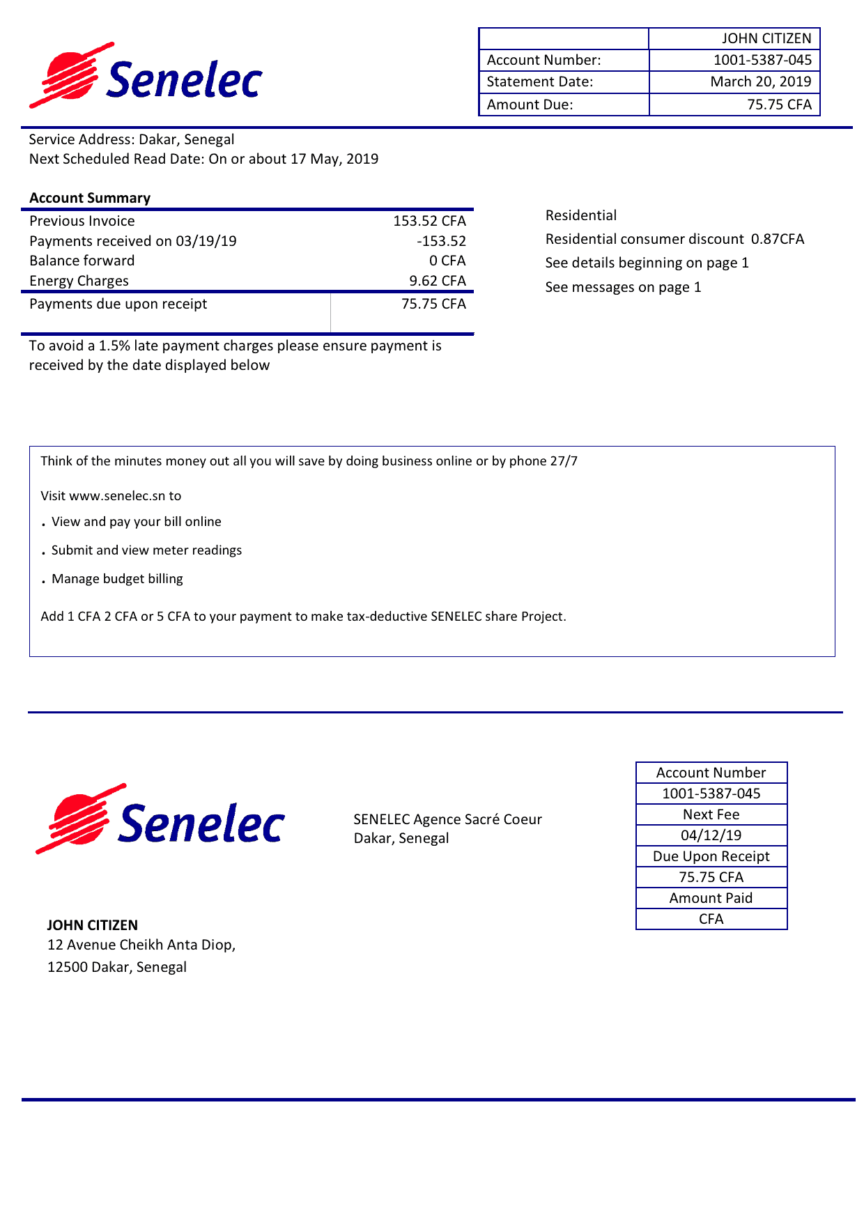 senegal_senelec_agence_sacr_coeur_electricity_bill.png Senegal Senelec Agence Sacré Coeur Company electricity utility bill template in Word and PDF format