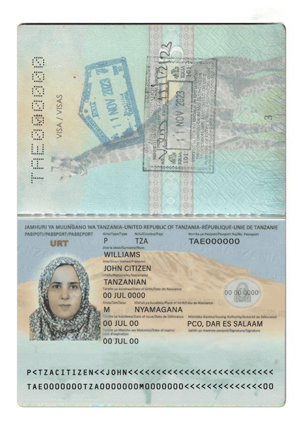 Tanzania PSD Passport Template
