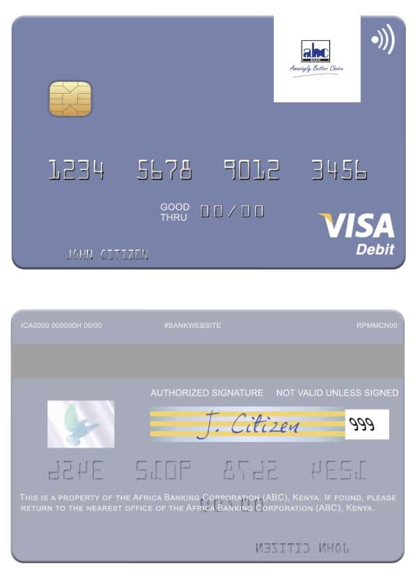 Fillable Africa Banking Corporation (ABC) Kenya visa card Templates