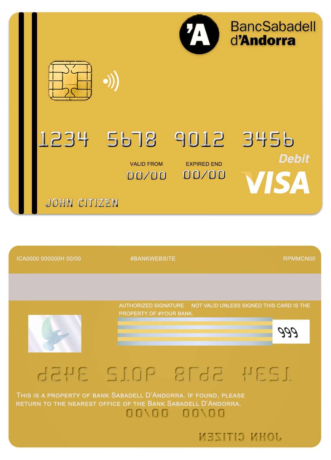 Andorra Bank Sabadell visa card debit card Editable Andorra Bank Sabadell visa card debit card Templates