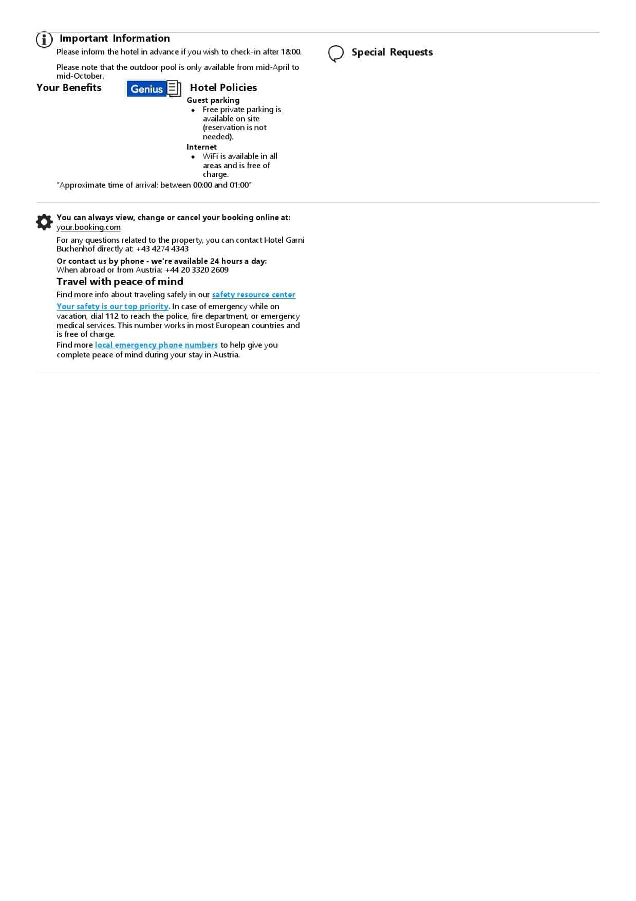 Austria hotel booking confirmation Word and PDF template, 2 pages Austria hotel booking confirmation Word and PDF template, 2 pages