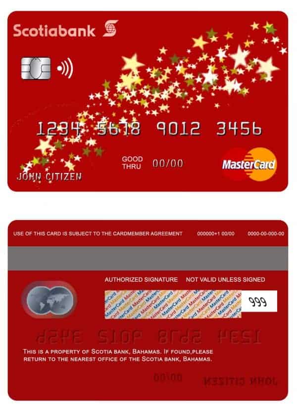 Editable Bahamas Scotia bank mastercard