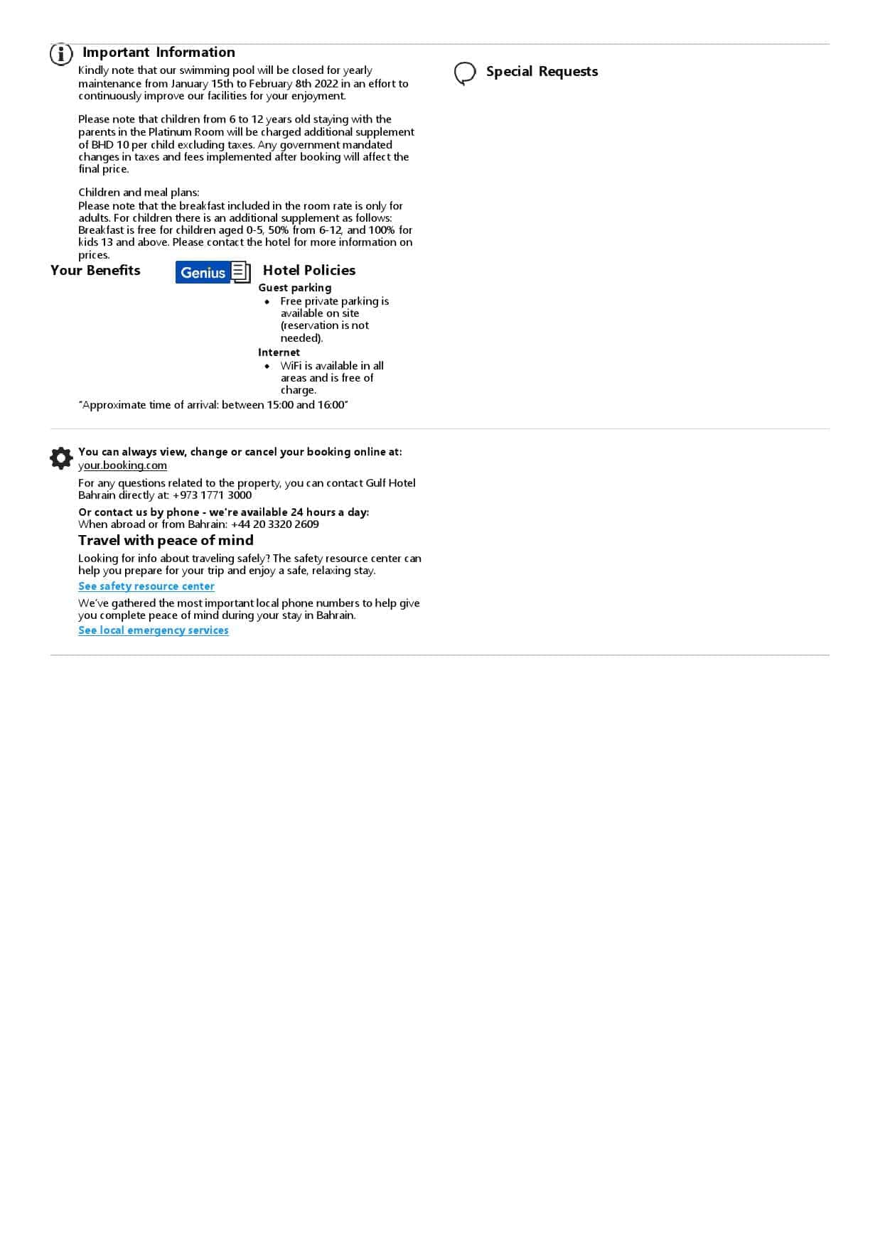 Bahrain hotel booking confirmation Word and PDF template, 2 pages Bahrain hotel booking confirmation Word and PDF template, 2 pages