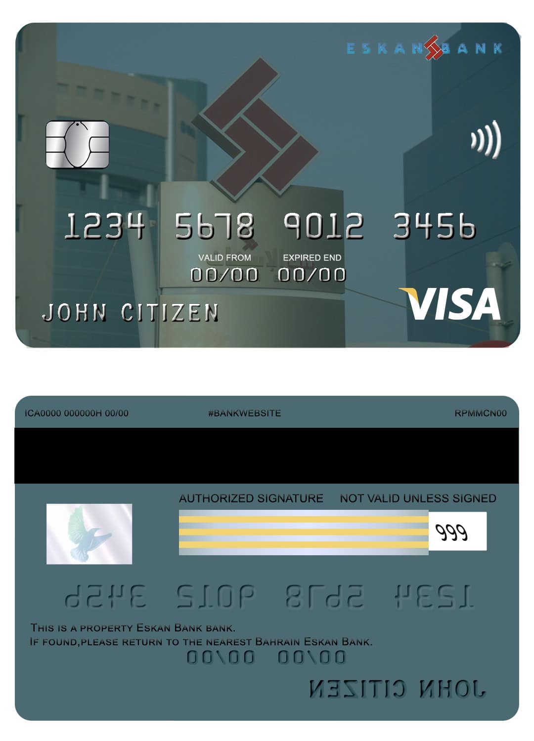 Bahrain Eskan bank visa card Editable Bahrain Eskan bank visa card Templates