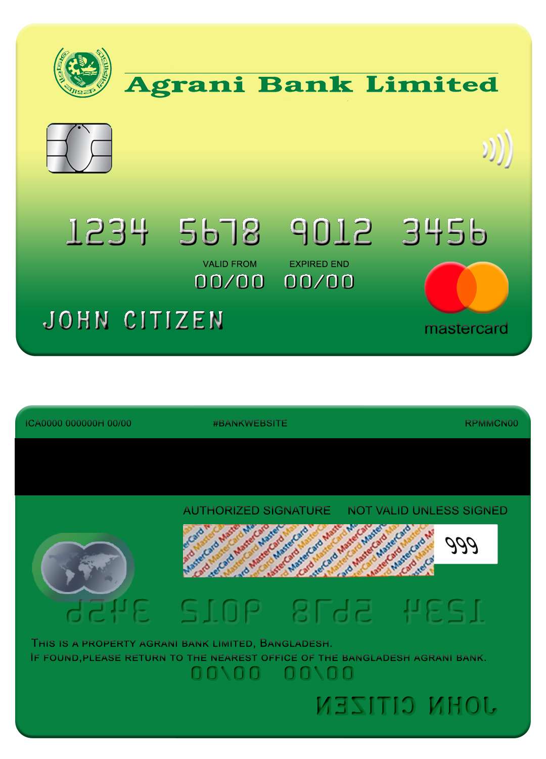 Bangladesh Agrani bank mastercard Editable Bangladesh Agrani bank mastercard Templates