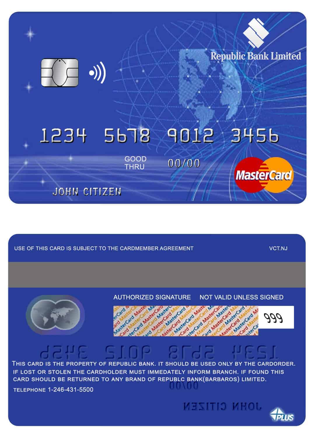Barbados Republic Bank mastercard Editable Barbados Republic Bank mastercard Templates