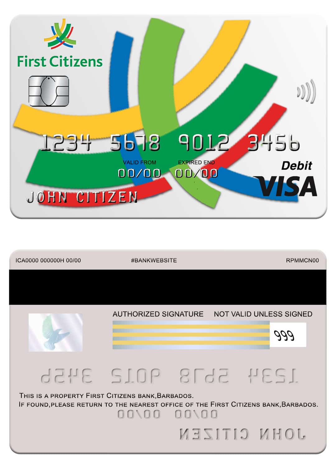 Barbados first Citizens bank visa card Editable Barbados first Citizens bank visa card Templates