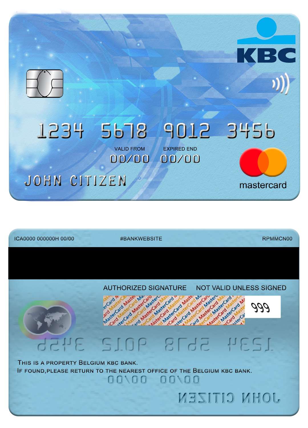 Belgium KBC bank mastercard Editable Belgium KBC bank mastercard Templates