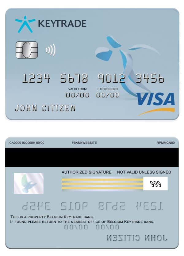 Fillable Belgium Keytrade bank visa card Templates