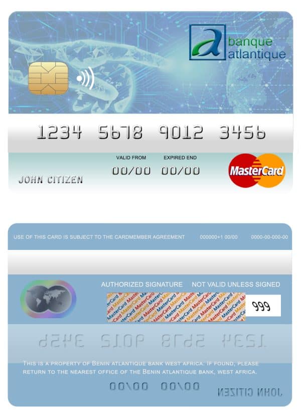 Fillable Benin Atlantique bank mastercard Templates