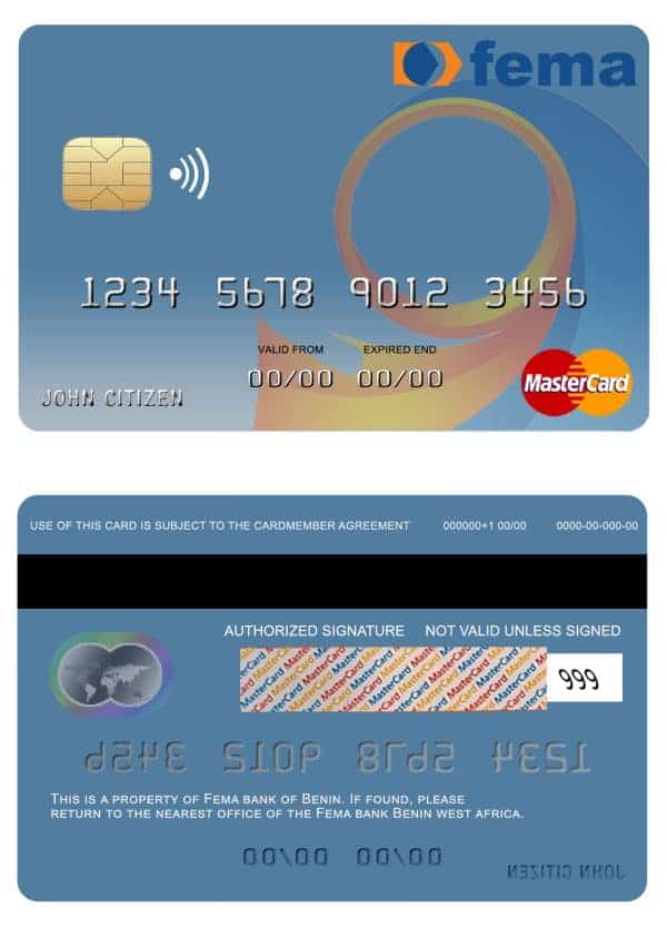 Fillable Benin Fema bank mastercard Templates