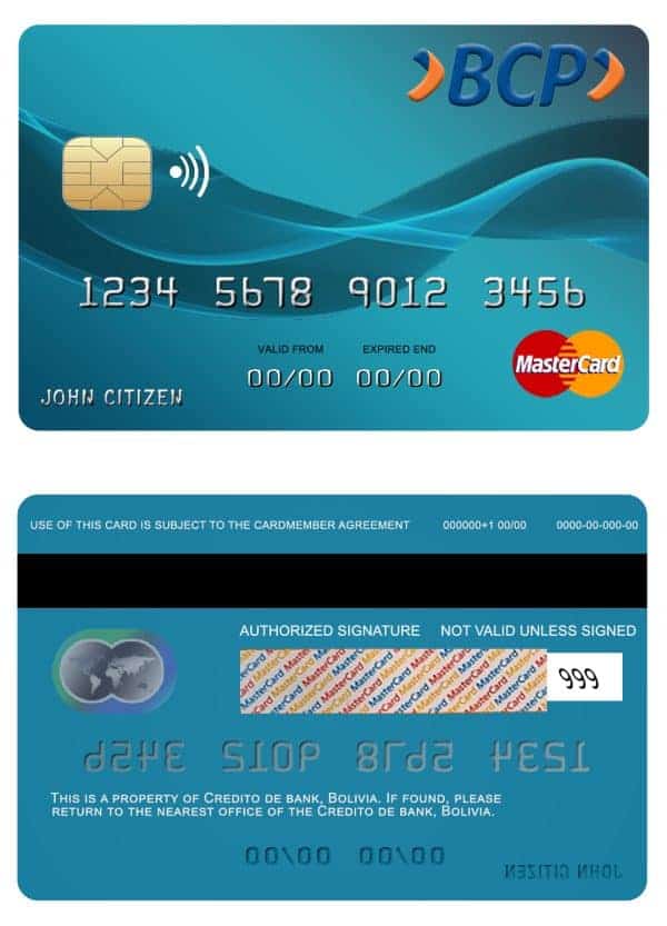 Fillable Bolivia Credito bank mastercard Templates