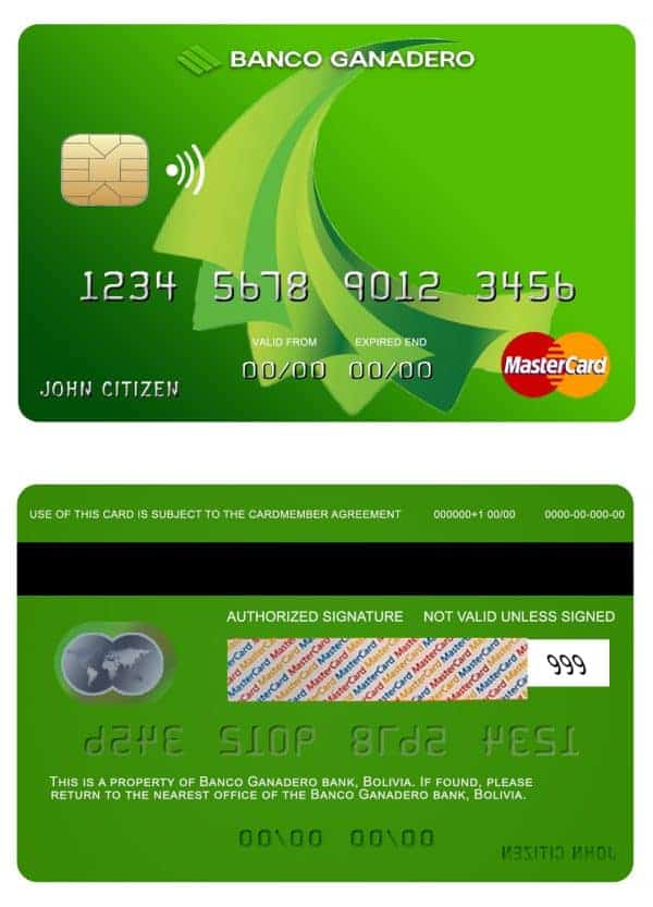 Fillable Bolivia Ganadero bank mastercard Templates