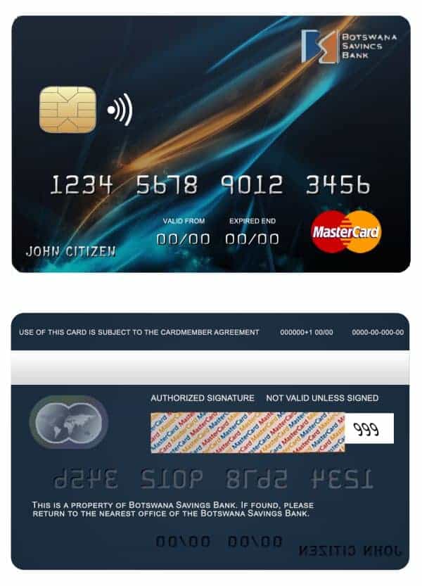 Fillable Botswana Savings bank mastercard Templates