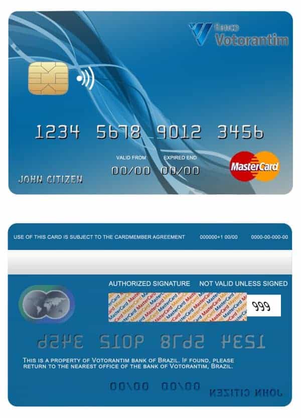 Fillable Brazil Votorantim bank mastercard credit card Templates