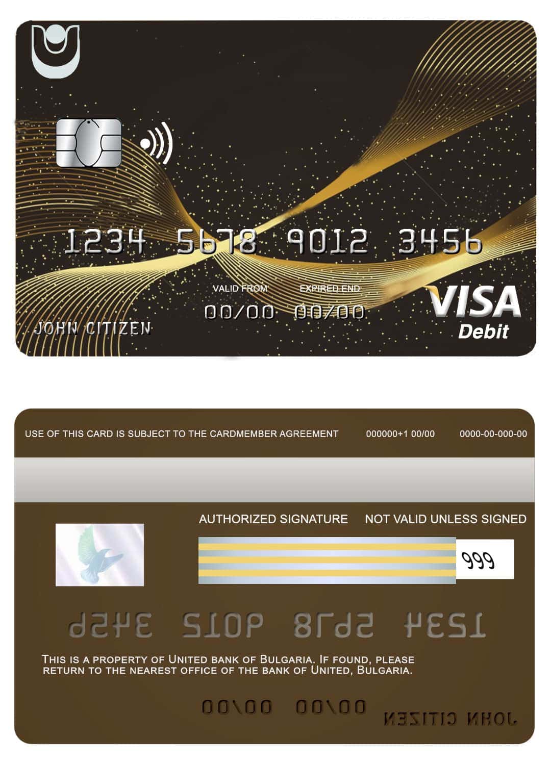 Bulgaria United Bank visa credit card Editable Bulgaria United Bank visa credit card Templates