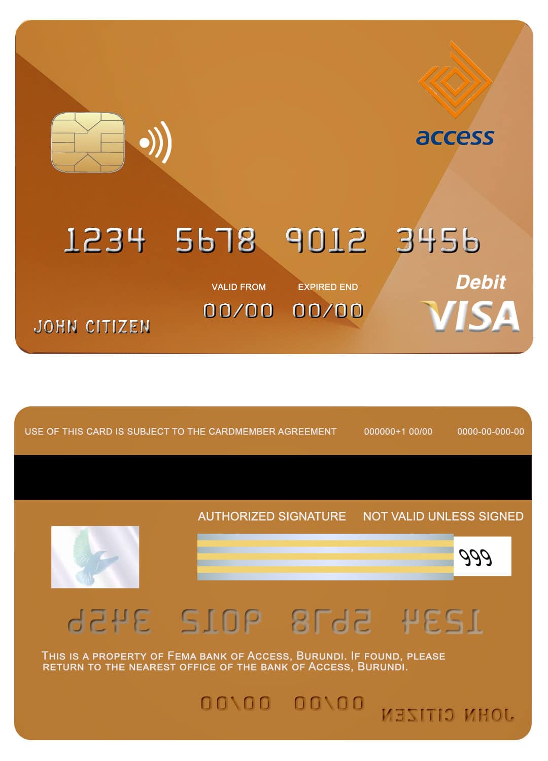 Burundi Access bank visa Editable Burundi Access bank visa credit card Templates