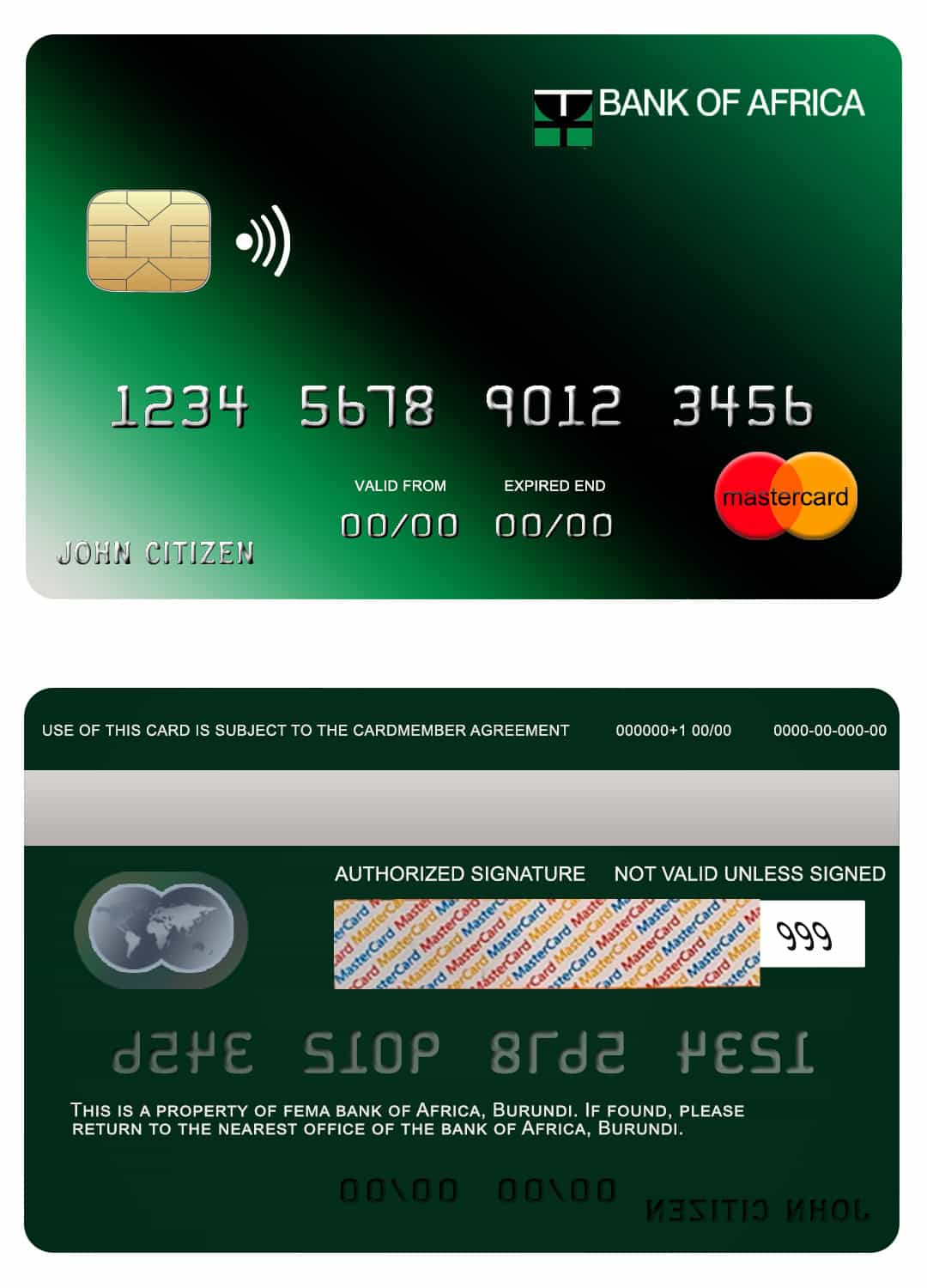 Burundi Africa mastercard credit card Editable Burundi Africa mastercard credit card Templates