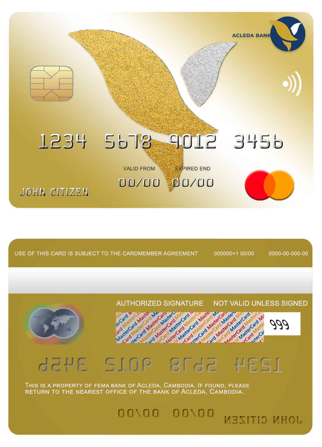 Cambodia Acleda bank mastercard Fillable Cambodia Acleda bank mastercard Templates