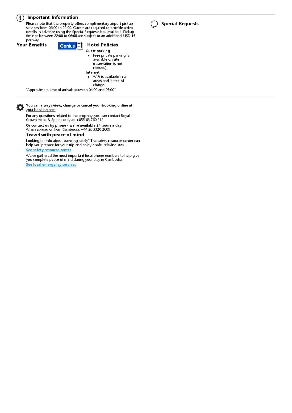 Cambodia hotel booking confirmation Word and PDF template, 2 pages Cambodia hotel booking confirmation Word and PDF template, 2 pages